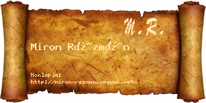 Miron Rézmán névjegykártya